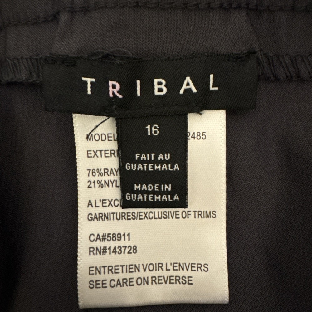 Tribal Flatten It Dress Pants Women 16 Black Pull-On Stretch Straight Leg 8520T - Picture 9 of 14